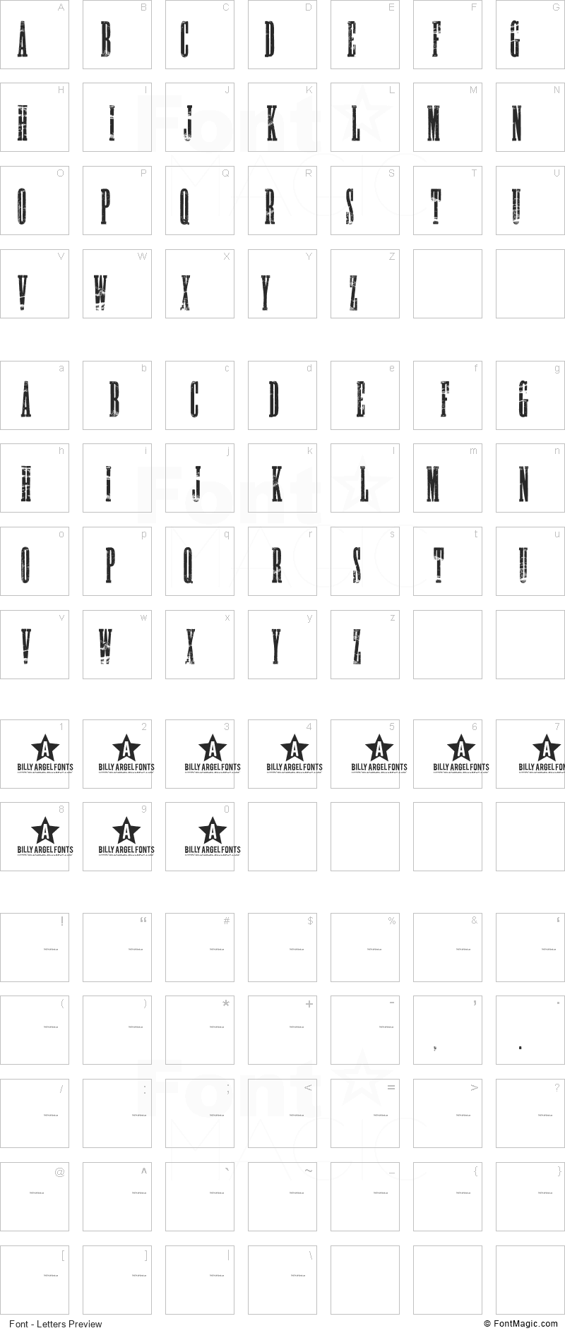 Night Stalker Font - All Latters Preview Chart